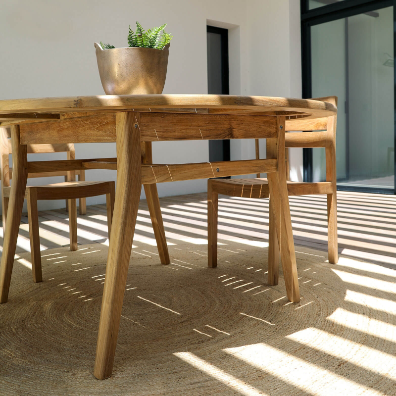 Table de jardin en teck ronde - Tamani