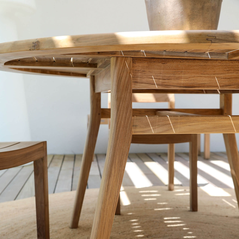 Table de jardin ronde en bois de teck - Tamani