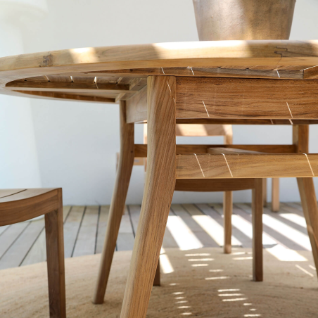 Table de jardin ronde en bois de teck - Tamani
