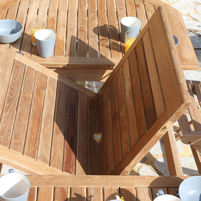 Table de jardin ovale en teck avec allonge 8 à 10 personnes - Landry