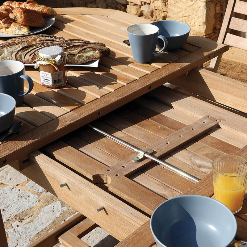 Table de jardin ovale en teck extensible - Landry
