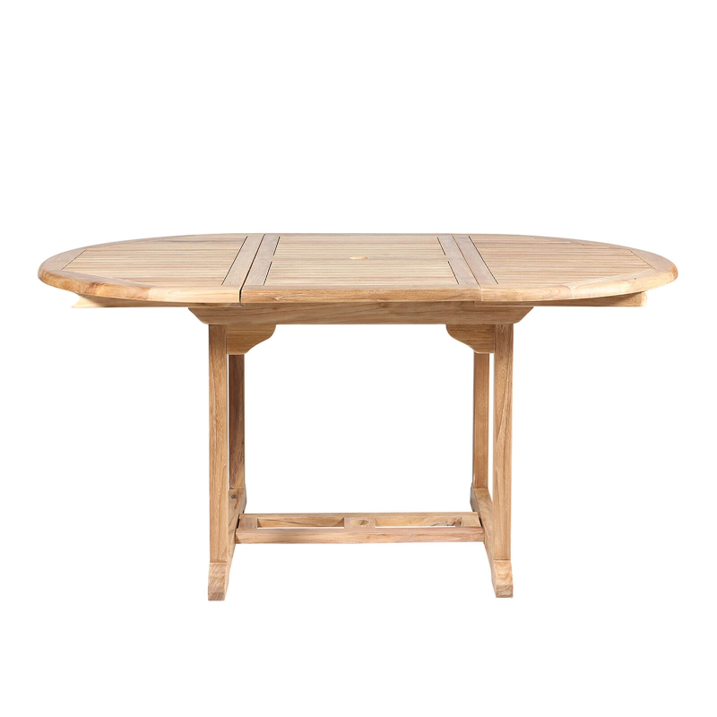 Table de jardin ovale 8 à 10 personnes en teck avec allonge - Landry