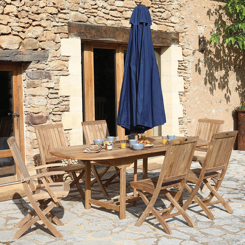 Table de terrasse ovale en teck extensible - Landry