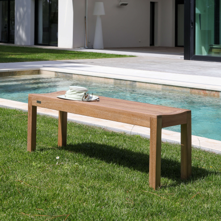Banc sans dossier en teck 2 places - Jacinthe