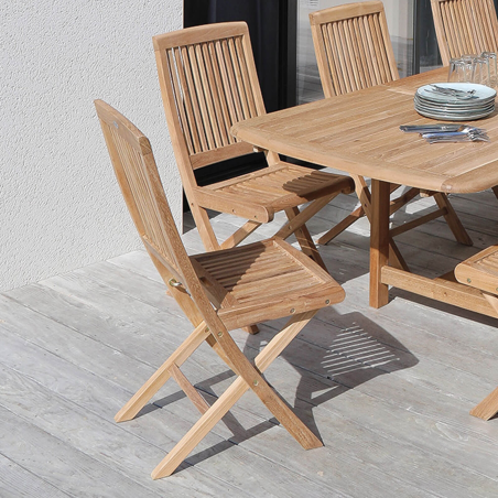 Chaise de terrasse pliante en teck massif - Bodini