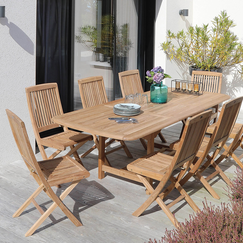 Chaise d'extérieur pliable en teck massif - Bodini