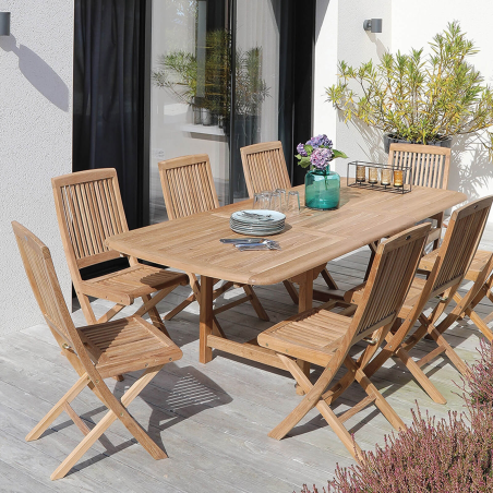 Chaise d'extérieur pliable en teck massif - Bodini