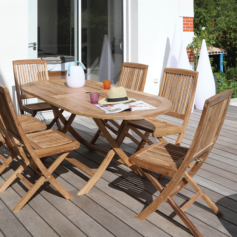 Chaise de terrasse pliable en teck massif - Bodini