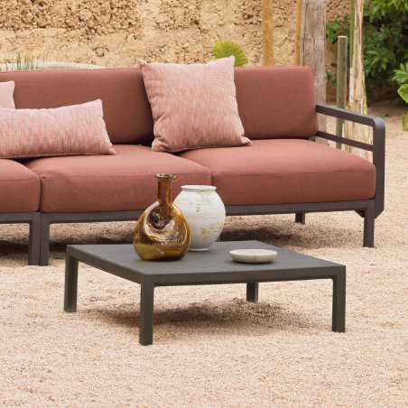 Table basse de jardin carrée en polypropylène marron - Maximo