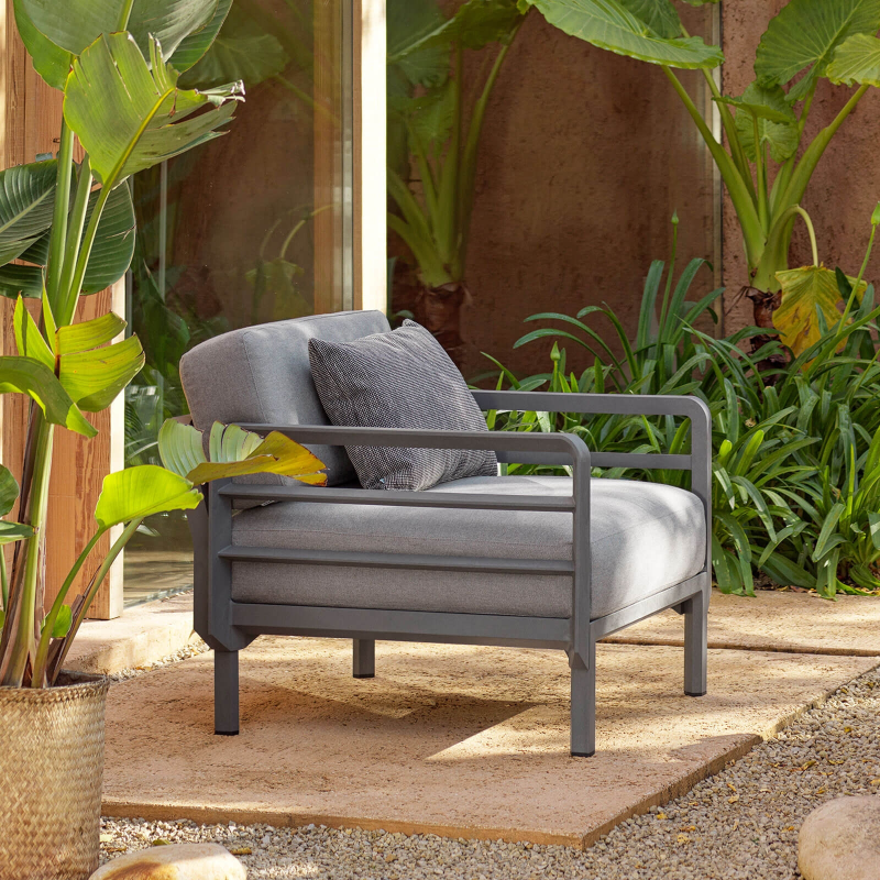 Fauteuil de jardin modulable gris - Maximo
