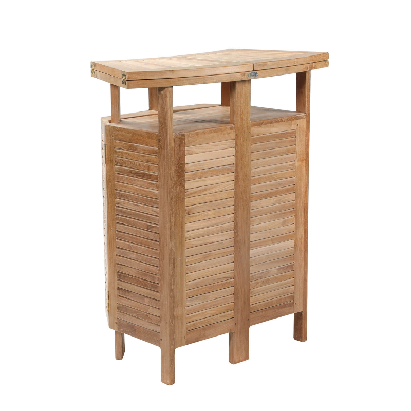 Bar de terrasse avec rangement pliable en teck massif - Menhir