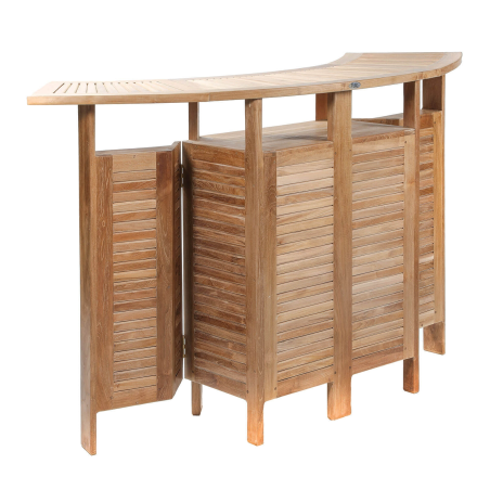 Bar d'extérieur avec rangement pliable en teck massif - Menhir