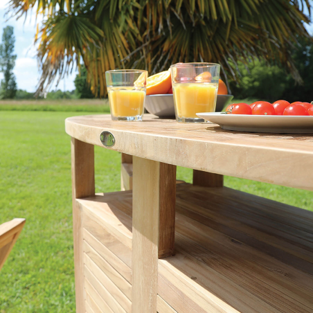 Bar de jardin avec rangement pliable en teck massif - Menhir