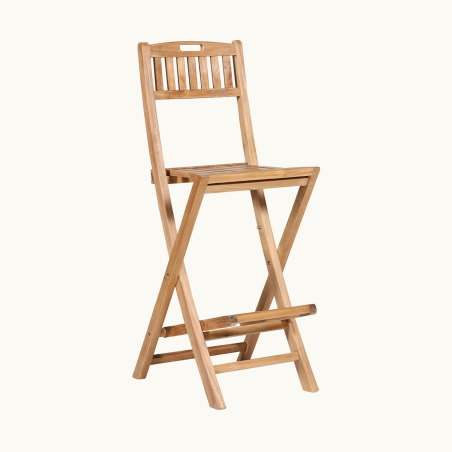Tabouret haut pliable en teck massif - Menhir