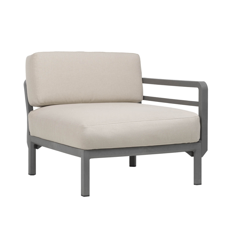 Fauteuil de jardin beige équipé d'un accoudoir configurable - Maximo elemento