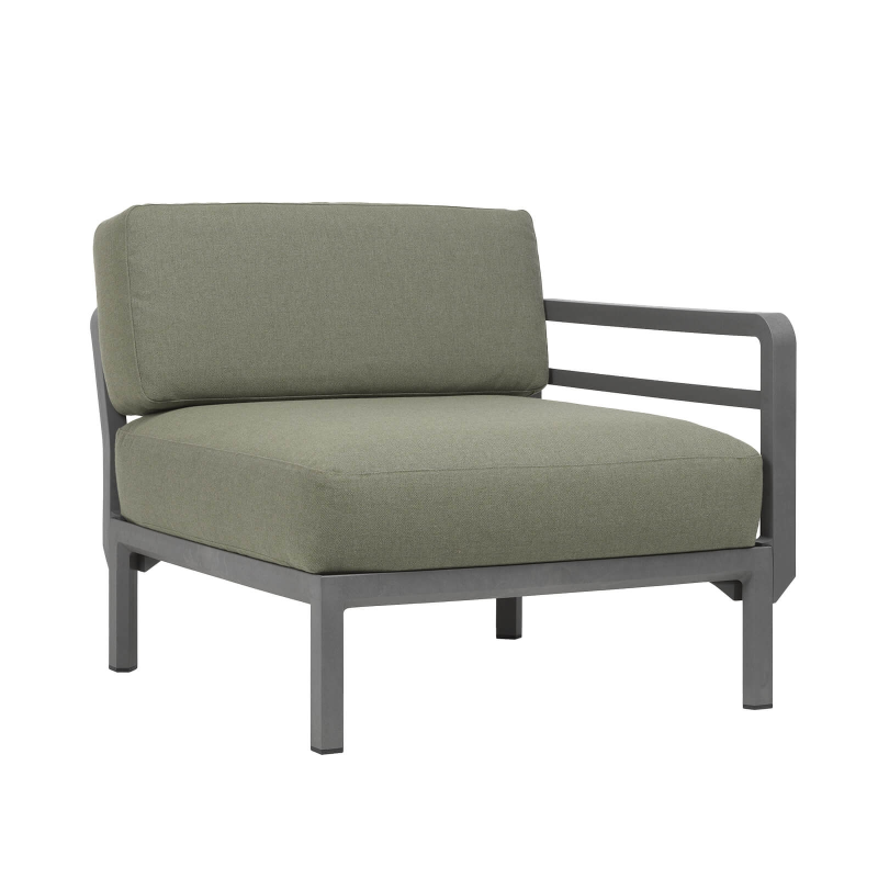 Fauteuil de jardin gris équipé d'un accoudoir configurable - Maximo elemento