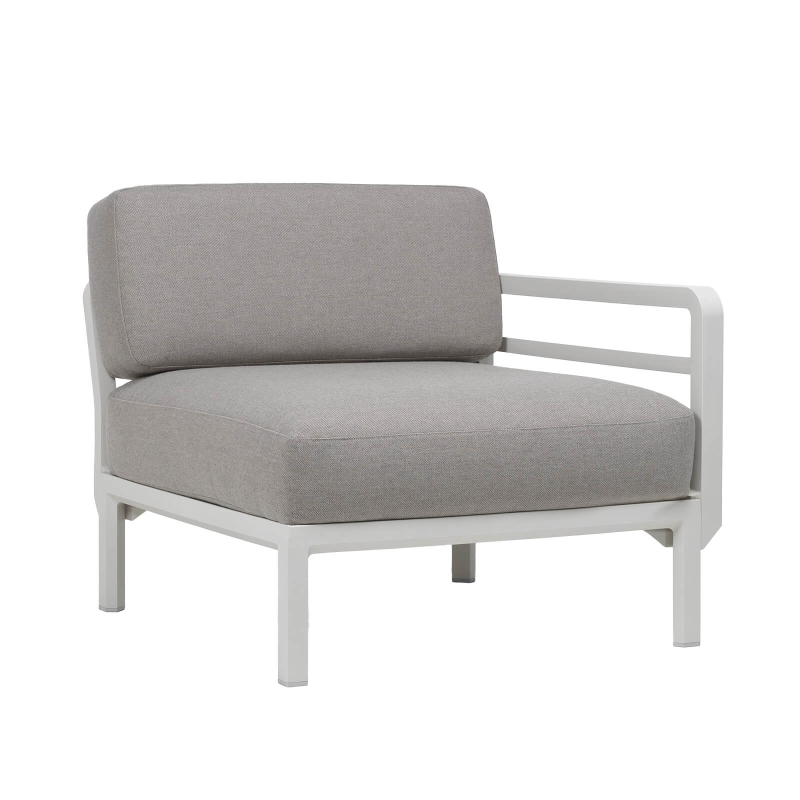 Fauteuil de jardin gris équipé d'un accoudoir configurable - Maximo elemento