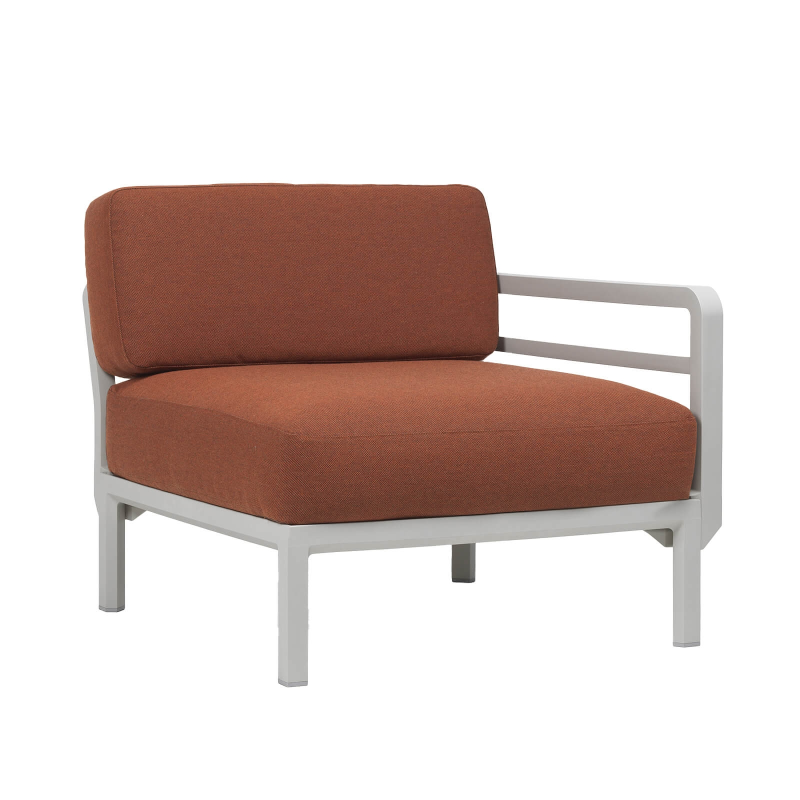 Fauteuil de jardin rouge équipé d'un accoudoir configurable - Maximo elemento