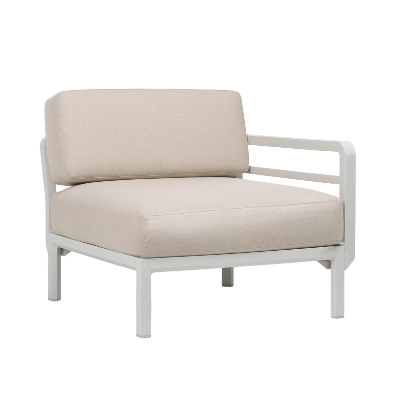 Fauteuil de jardin beige équipé d'un accoudoir configurable - Maximo elemento