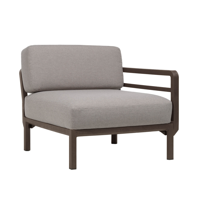 Fauteuil de jardin gris équipé d'un accoudoir configurable - Maximo elemento