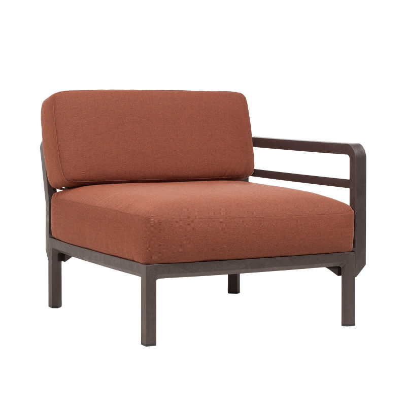 Fauteuil de jardin rouge équipé d'un accoudoir configurable - Maximo elemento