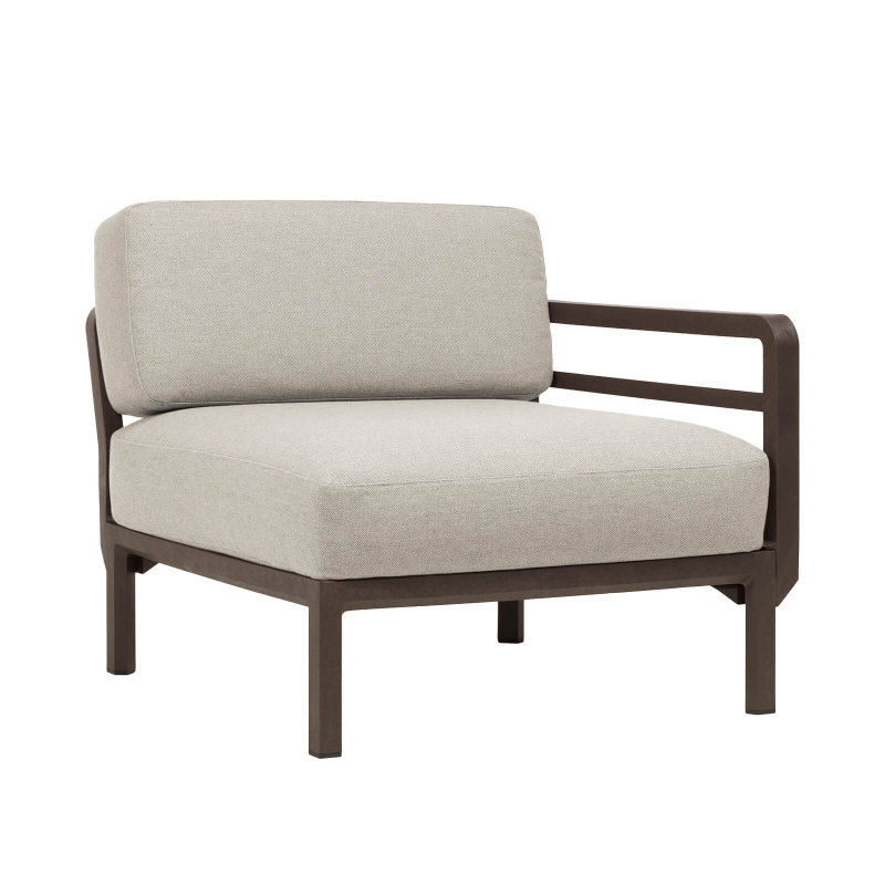 Fauteuil de jardin beige équipé d'un accoudoir configurable - Maximo elemento