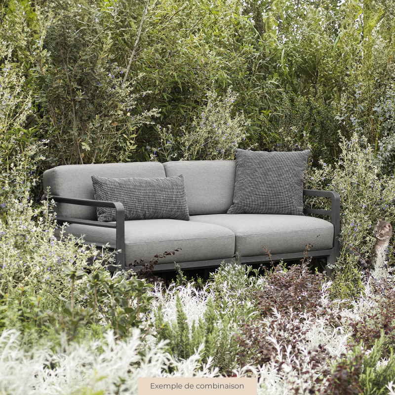 Fauteuil de jardin gris équipé d'un accoudoir configurable - Maximo elemento