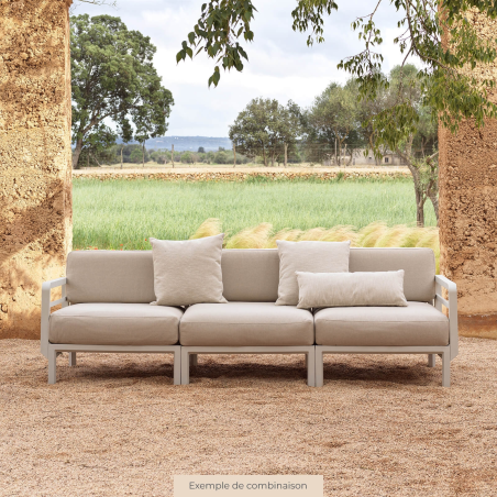 Fauteuil de jardin beige équipé d'un accoudoir configurable - Maximo elemento