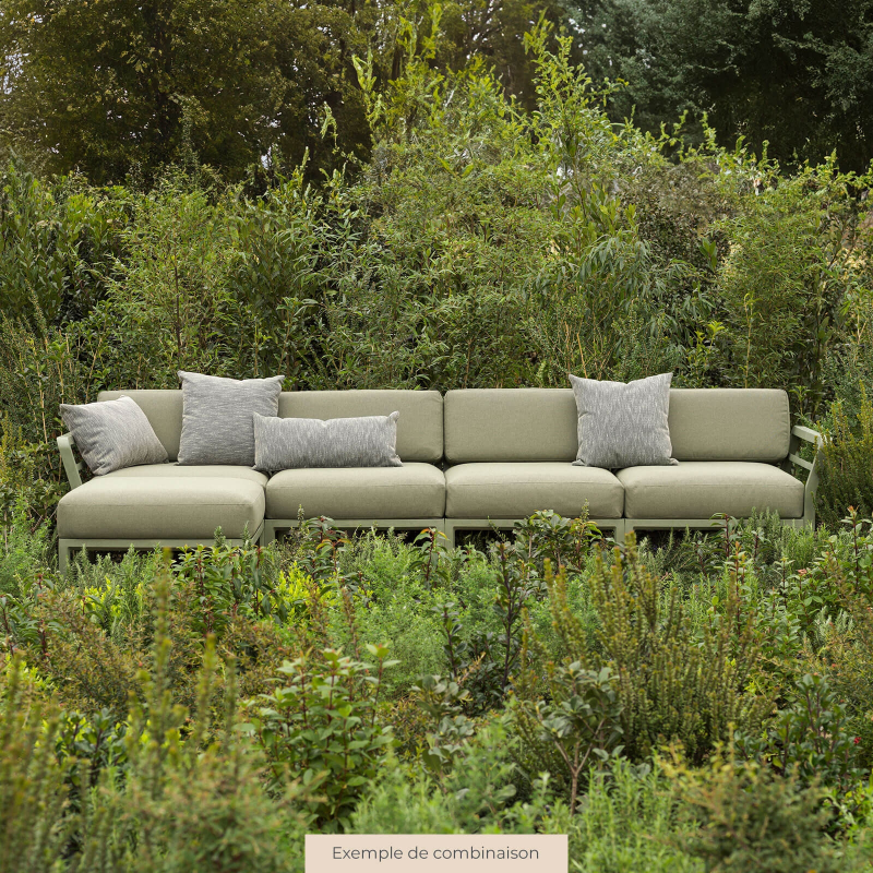 Pouf d'extérieur en plastique et tissu vert - Maximo