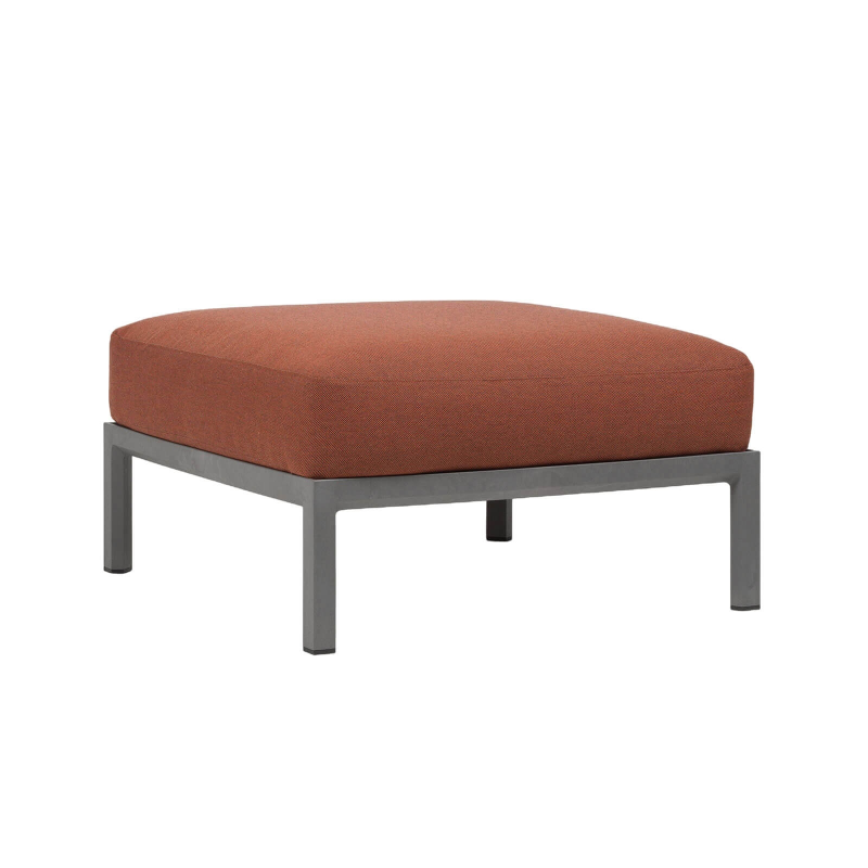 Pouf de jardin en polypropylène anthracite et tissu rouge - Maximo