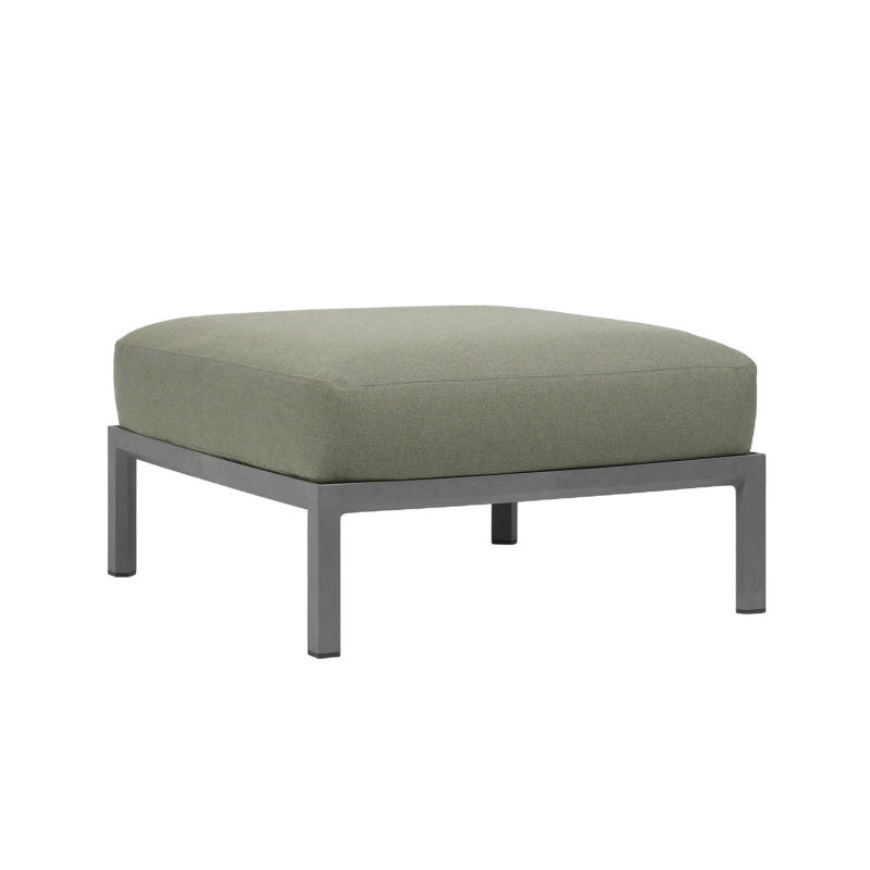 Pouf de jardin en polypropylène anthracite et tissu vert - Maximo