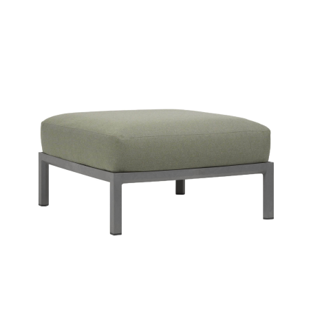 Pouf de jardin en polypropylène anthracite et tissu vert - Maximo