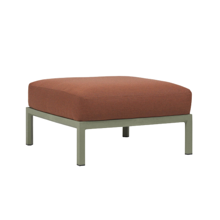 Pouf de jardin en polypropylène vert et tissu rouge - Maximo