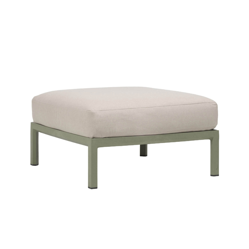 Pouf de jardin en polypropylène vert et tissu beige - Maximo