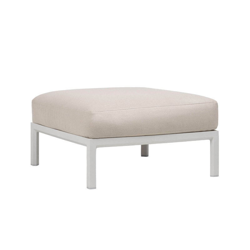 Pouf de jardin en polypropylène gris clair et tissu beige - Maximo