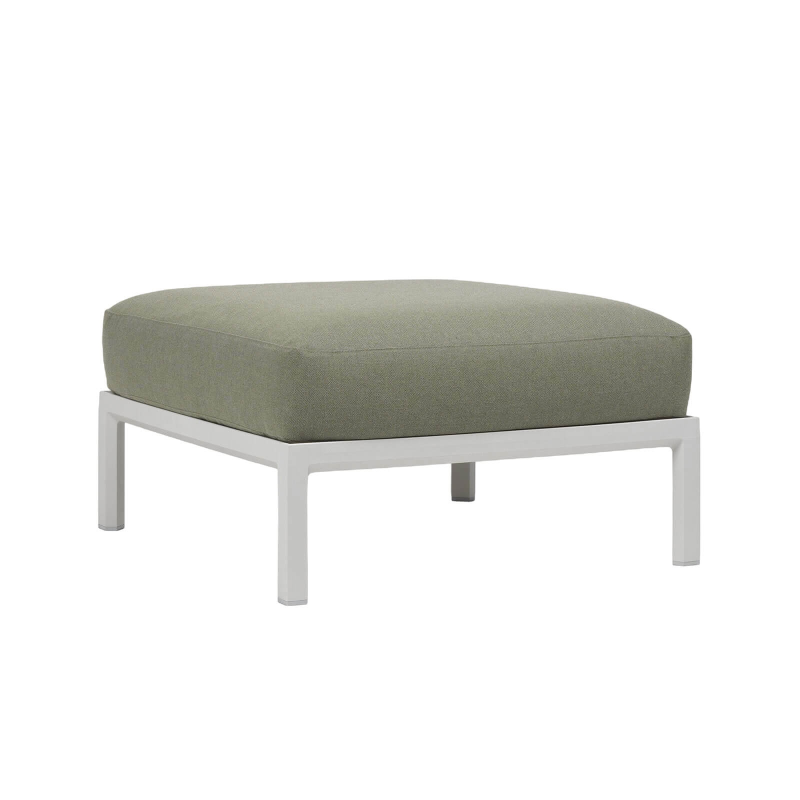 Pouf de jardin en polypropylène gris clair et tissu vert - Maximo