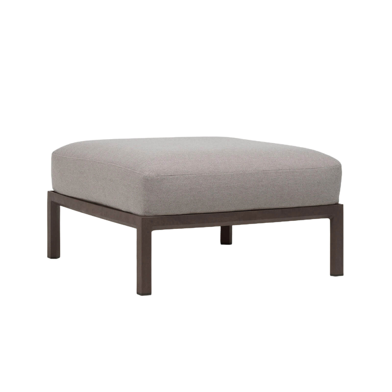 Pouf de jardin en polypropylène marron et tissu gris - Maximo