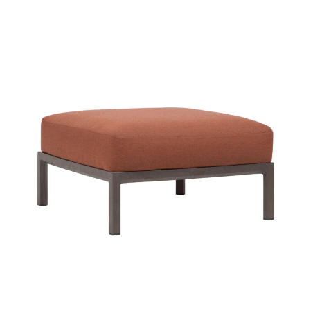 Pouf de jardin en polypropylène marron et tissu rouge - Maximo