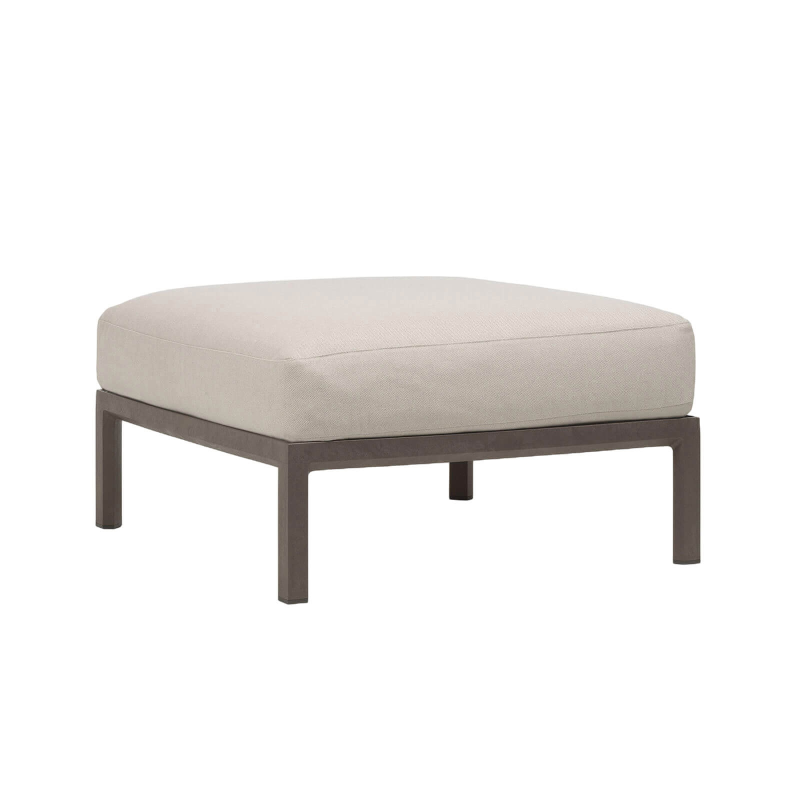 Pouf de jardin en polypropylène marron et tissu beige - Maximo