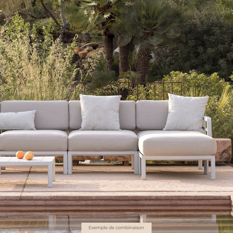 Pouf de jardin en polypropylène et tissu beige - Maximo