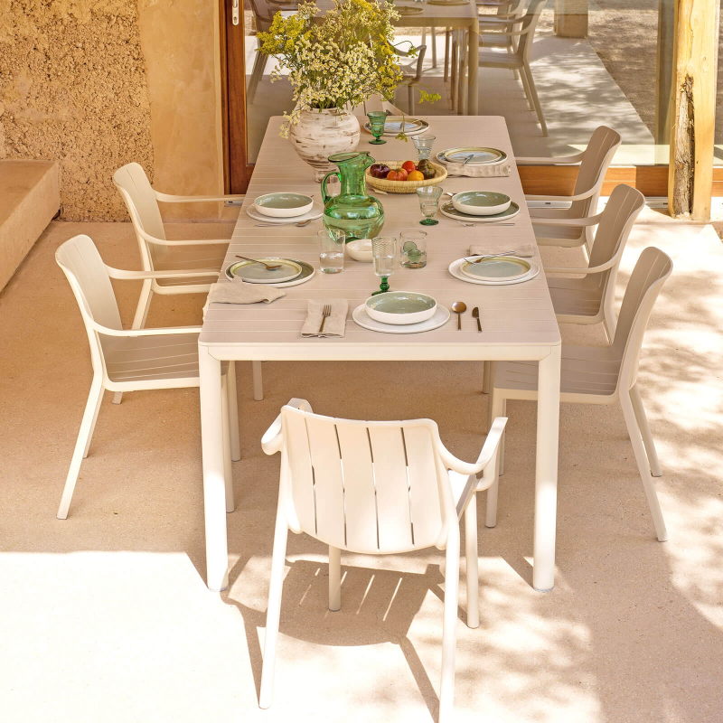 Fauteuil de jardin empilable en polypropylène beige - Tiberina