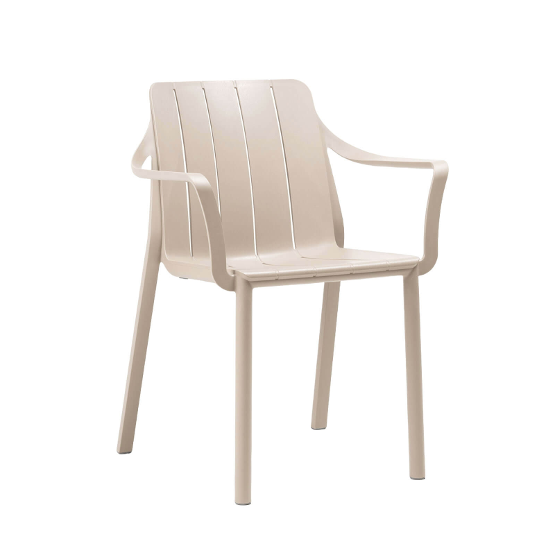 Fauteuil de jardin empilable en polypropylène beige - Tiberina