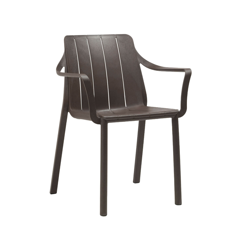 Fauteuil de jardin empilable en polypropylène recyclé marron - Tiberina