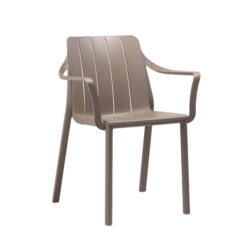 Fauteuil de jardin empilable en polypropylène taupe - Tiberina