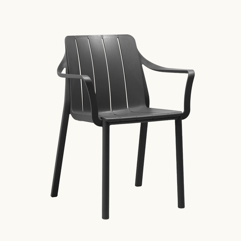 Fauteuil de jardin empilable en polypropylène anthracite - Tiberina