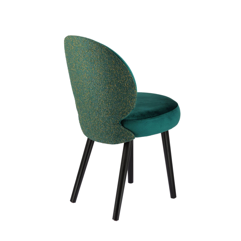 Chaise confortable en tissu bleu et base noire - Severus