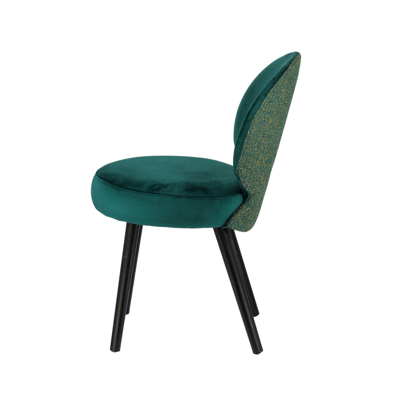 Chaise minimaliste en tissu bleu avec pieds noirs fins - Severus