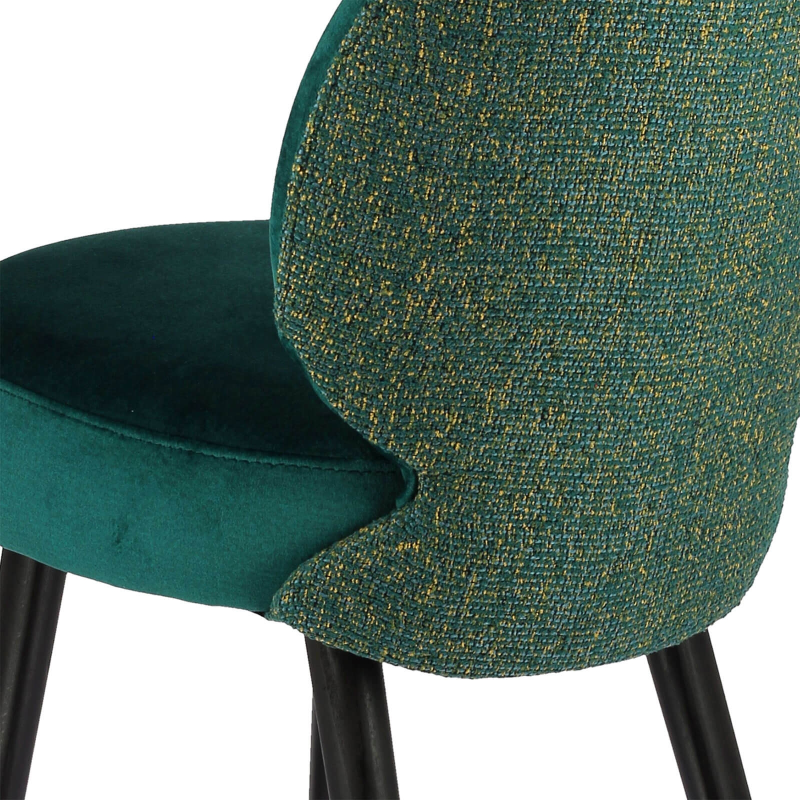 Chaise de salle à manger en tissu bleu avec piètement noir robuste - Severus