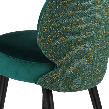 Chaise de salle à manger en tissu bleu avec piètement noir robuste - Severus