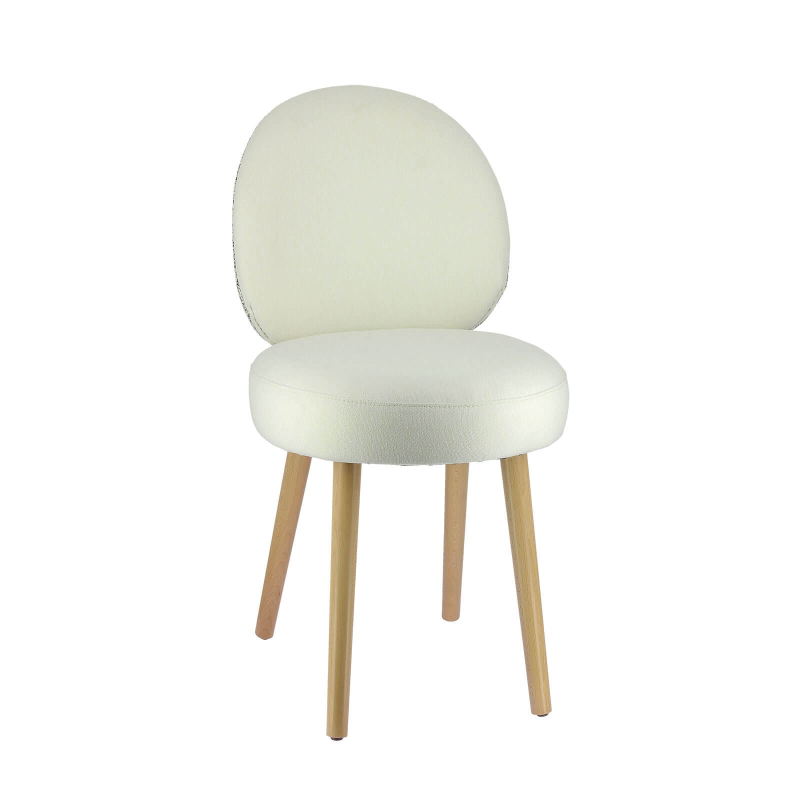 Chaise en tissu blanc avec pieds beiges - Severus
